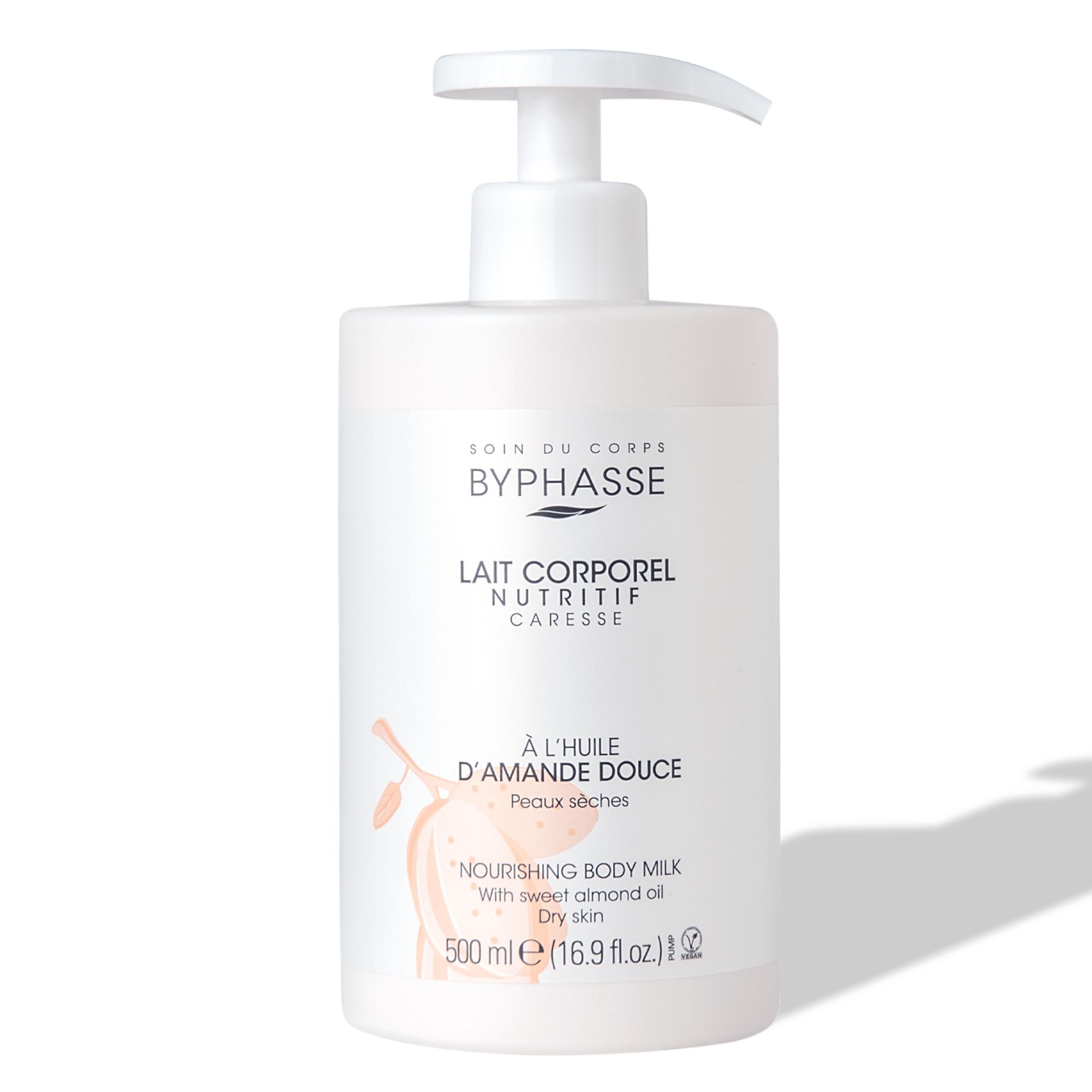 Byphasse Nourishing Body Milk tělové mléko s mandlovým olejem 500 ml s dávkovačem