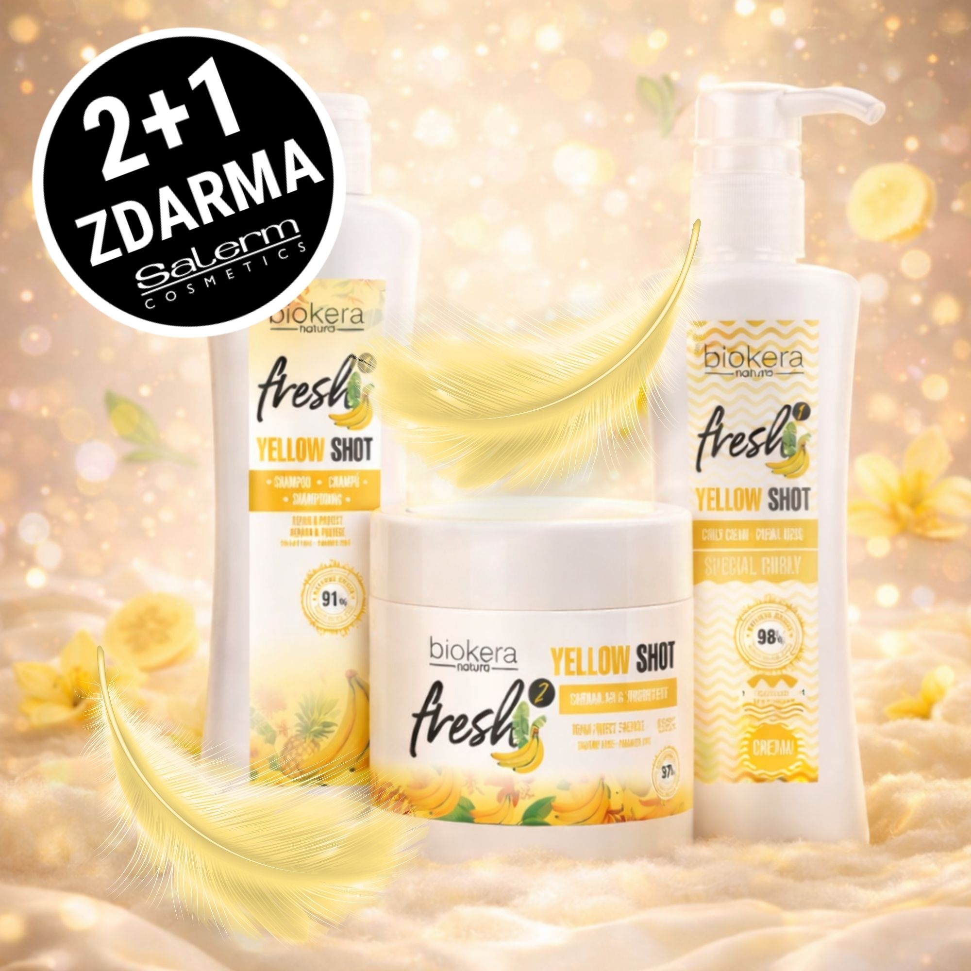 Akce 2+1 Zdarma! Salerm Biokera Yellow Shot kosmetická sada pro vlnité vlasy