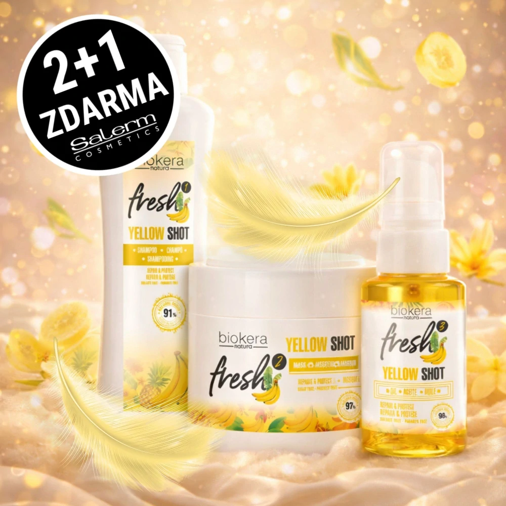 Akce 2+1 Zdarma! Salerm Biokera Yellow Shot kosmetická sada pro poškozené vlasy
