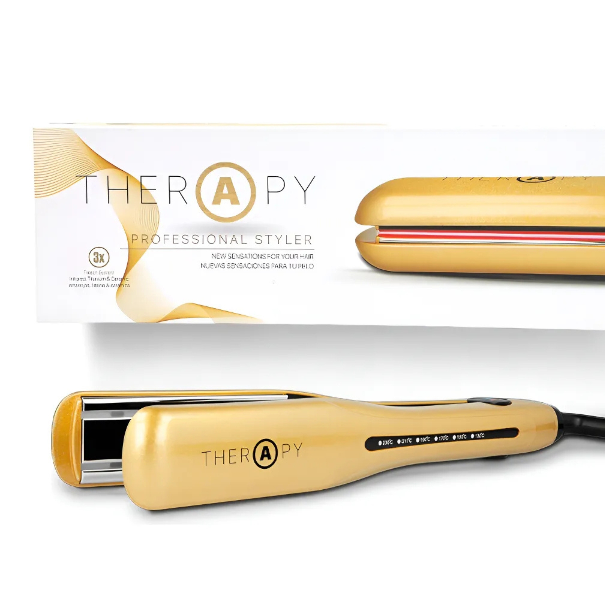 Salerm Therapy Gold profesionální infračervená žehlička na vlasy zlatá