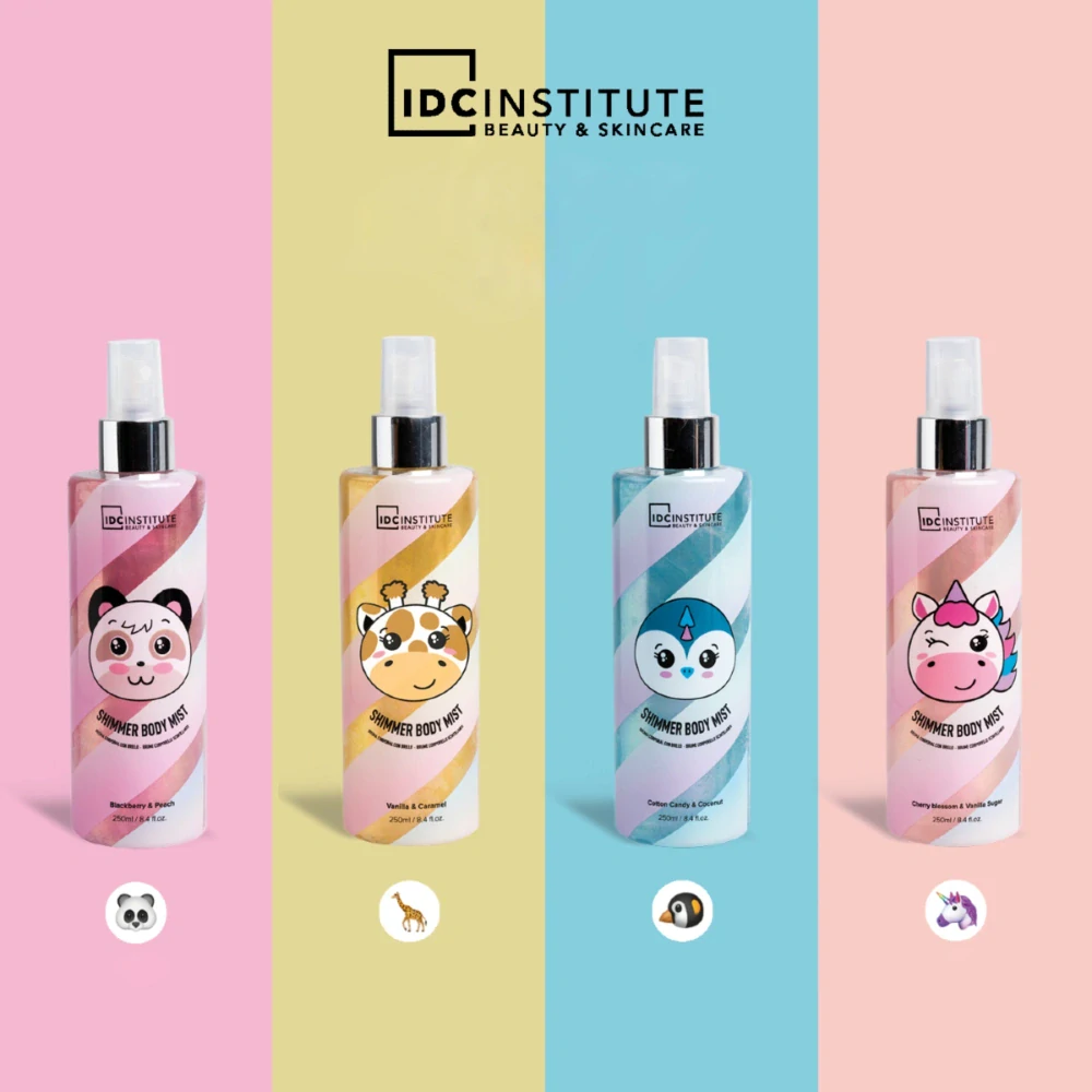 IDC Institute Cute Animals Shimmer tělová mlha s jemným třpytem Penguin 250 ml