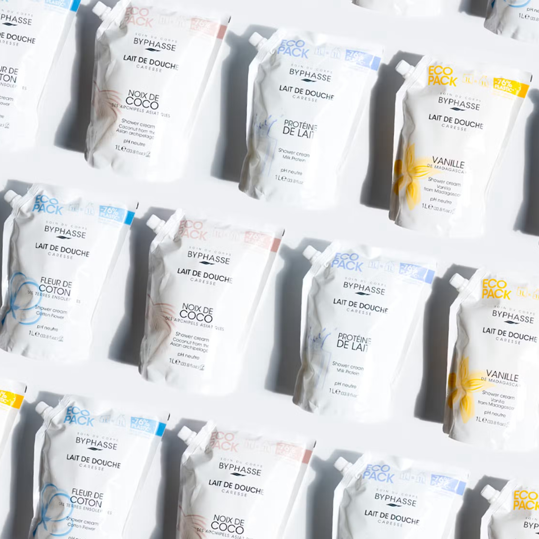 Byphasse sprchový krém mléčné proteiny (eco pack) 1000 ml