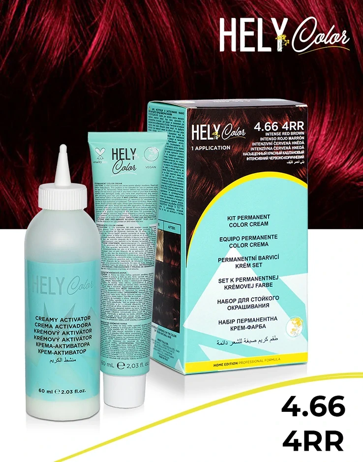 Hely Color permanentní barva na vlasy - hnědá červená intenzivní (4.66/4RR) 60 ml
