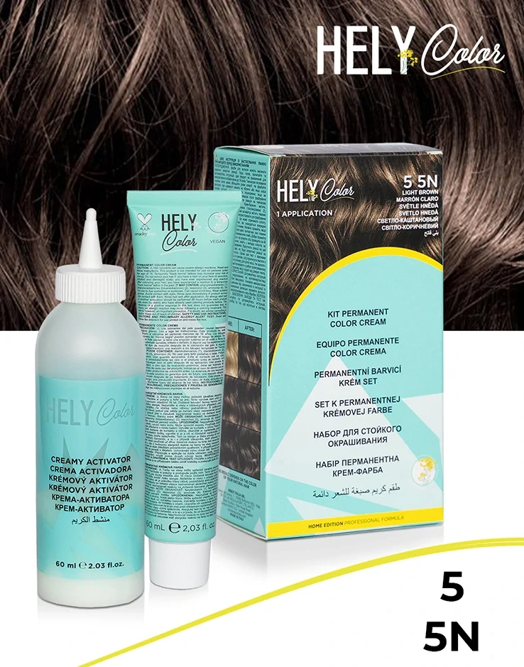 Hely Color permanentní barva na vlasy - světle hnědá (5/5N) 60 ml