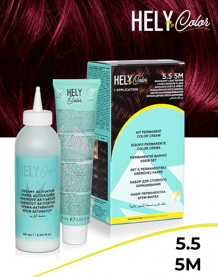 Hely Color permanentní barva na vlasy - světle hnědá mahagonová (5.5/5M) 60 ml