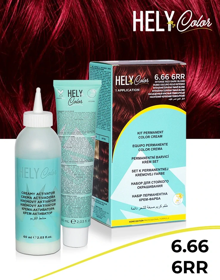 Hely Color permanentní barva na vlasy - tmavá blond červená intenzivní (6.66/6RR) 60 ml