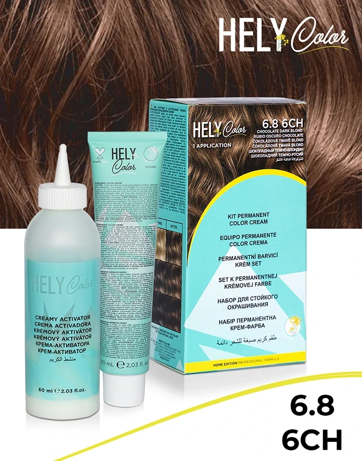Hely Color permanentní barva na vlasy - tmavá blond čokoláda (6.8/6CH) 60 ml
