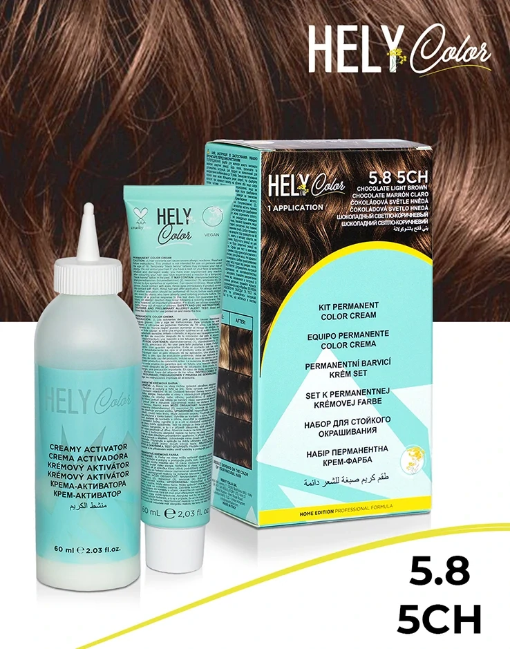 Hely Color permanentní barva na vlasy - světle hnědá čokoláda (5.8/5CH) 60 ml