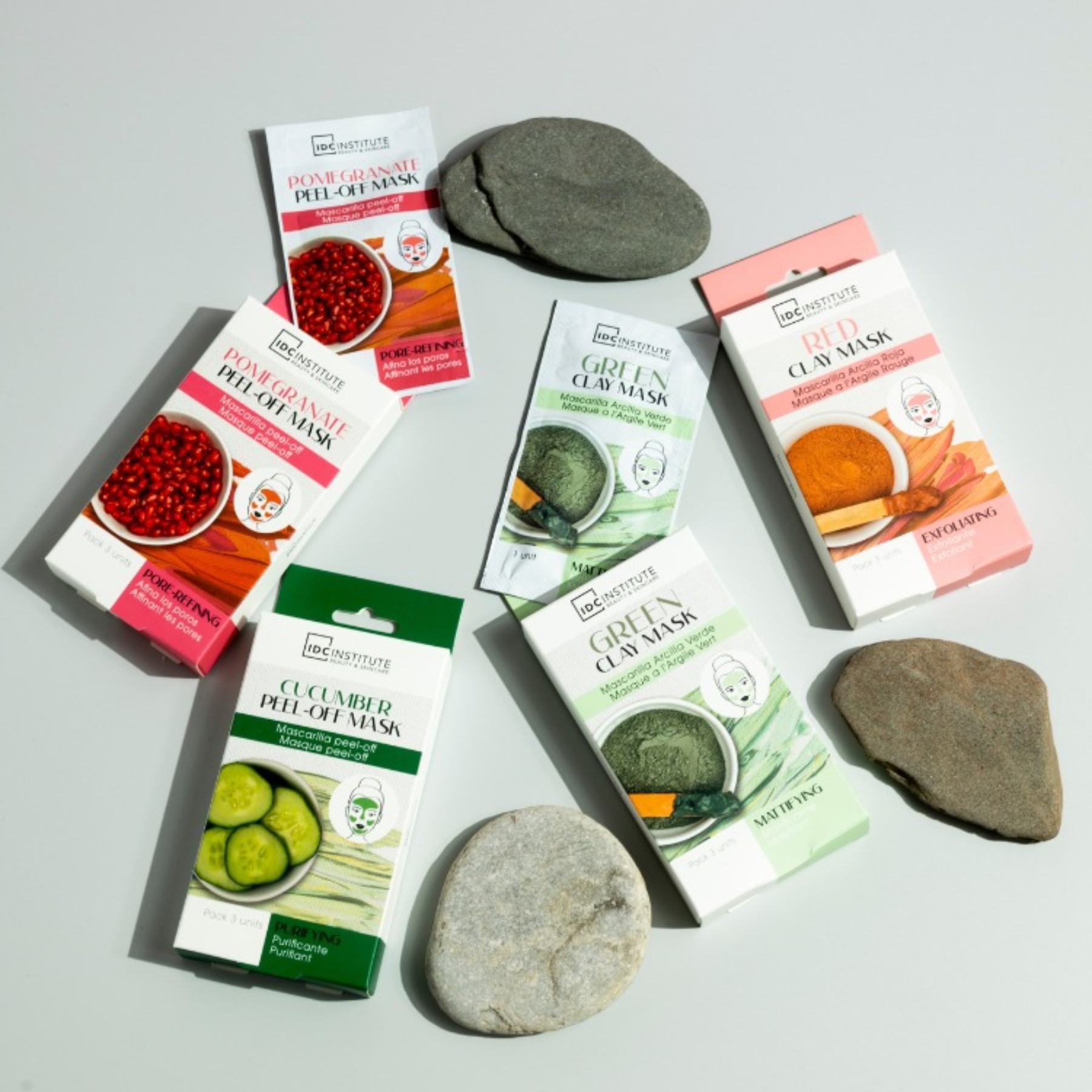 IDC Red Clay Peel-Off exfoliační pleťová maska 3 x 8 g