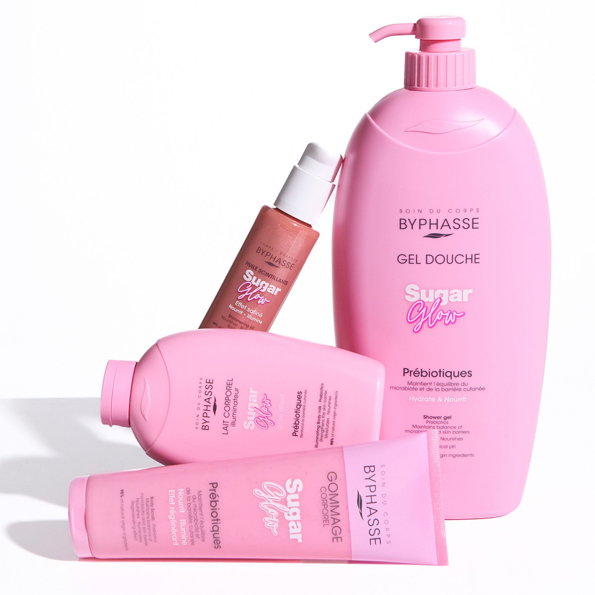 Byphasse Glow Sugar Body Milk tělové mléko s prebiotiky 400 ml