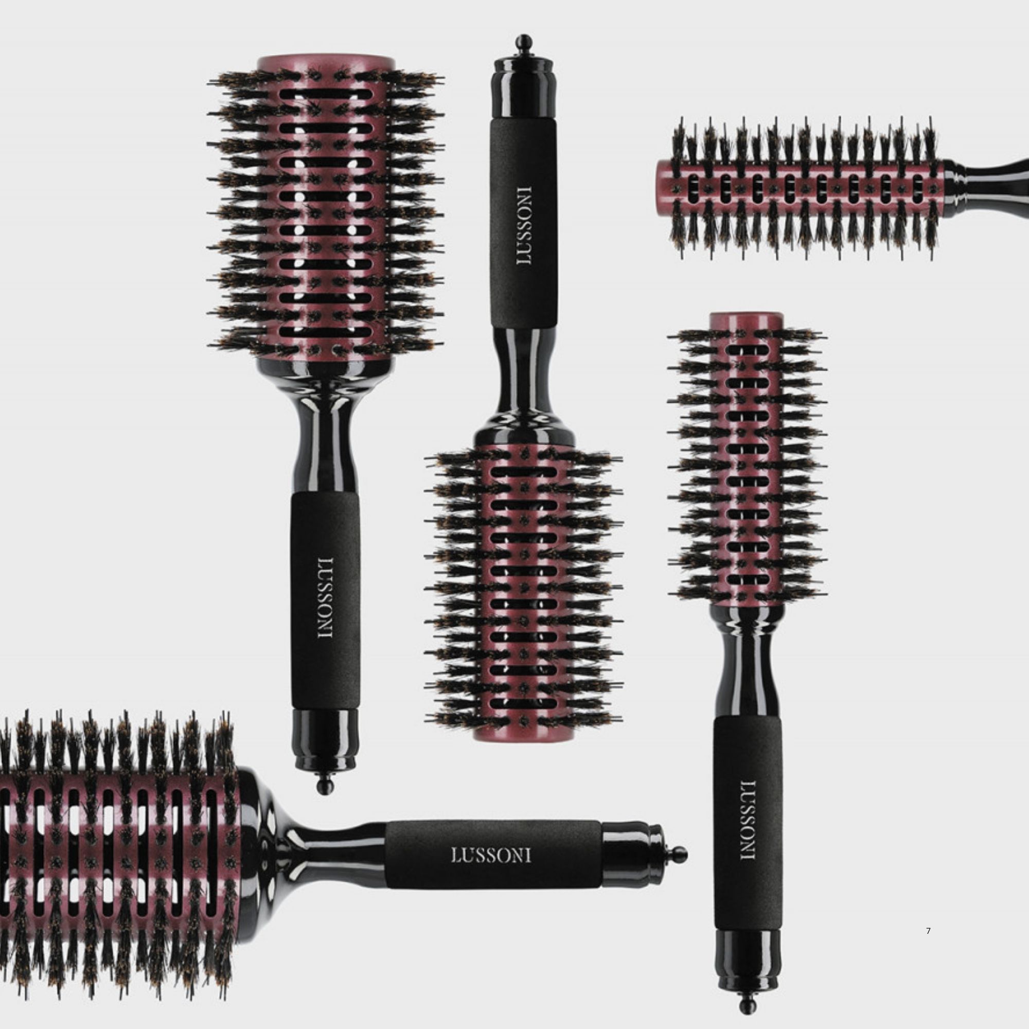 LUSSONI Natural Style kulatý kartáč s kančími štetinami 65 mm